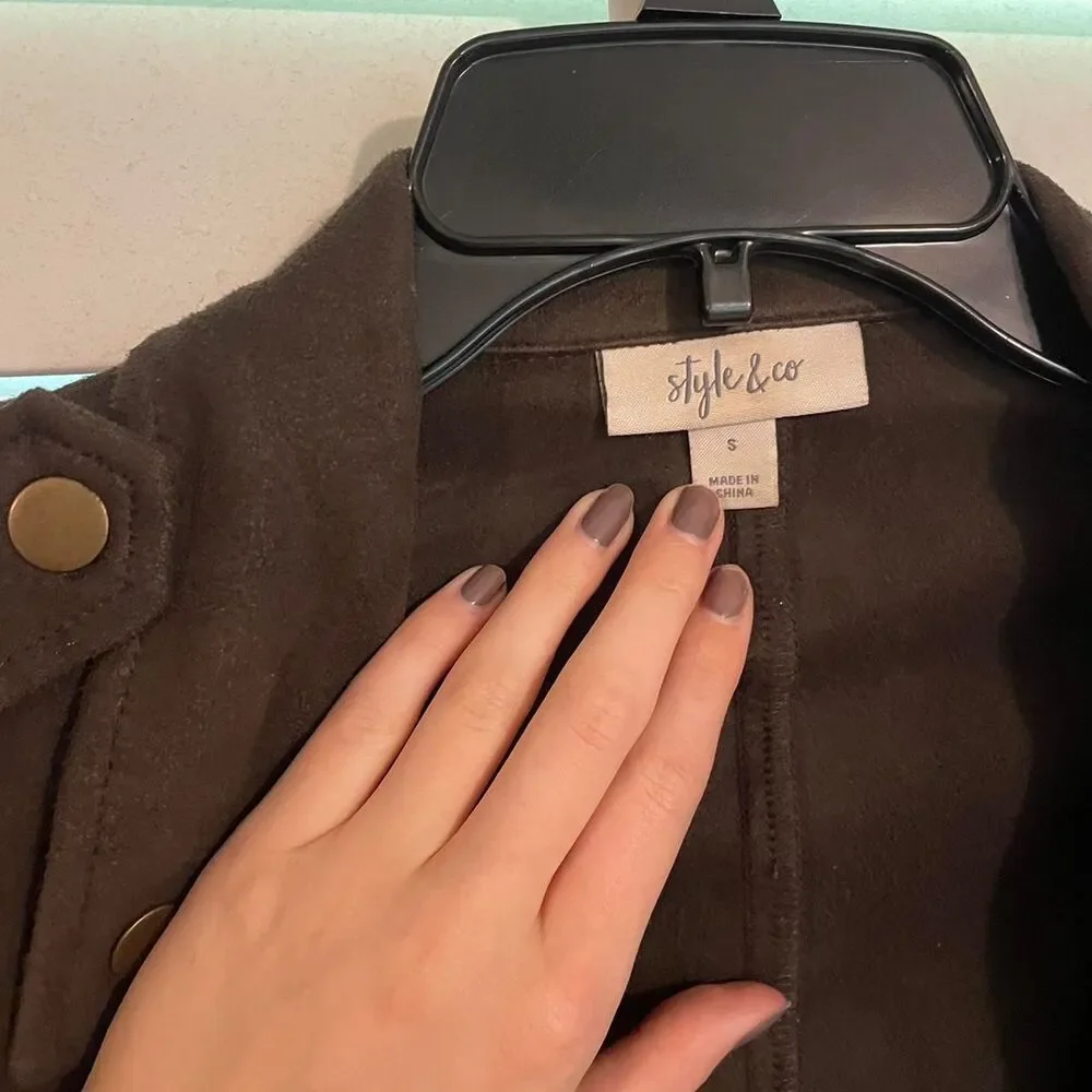 Free-people style women's brown suede feeling jacket